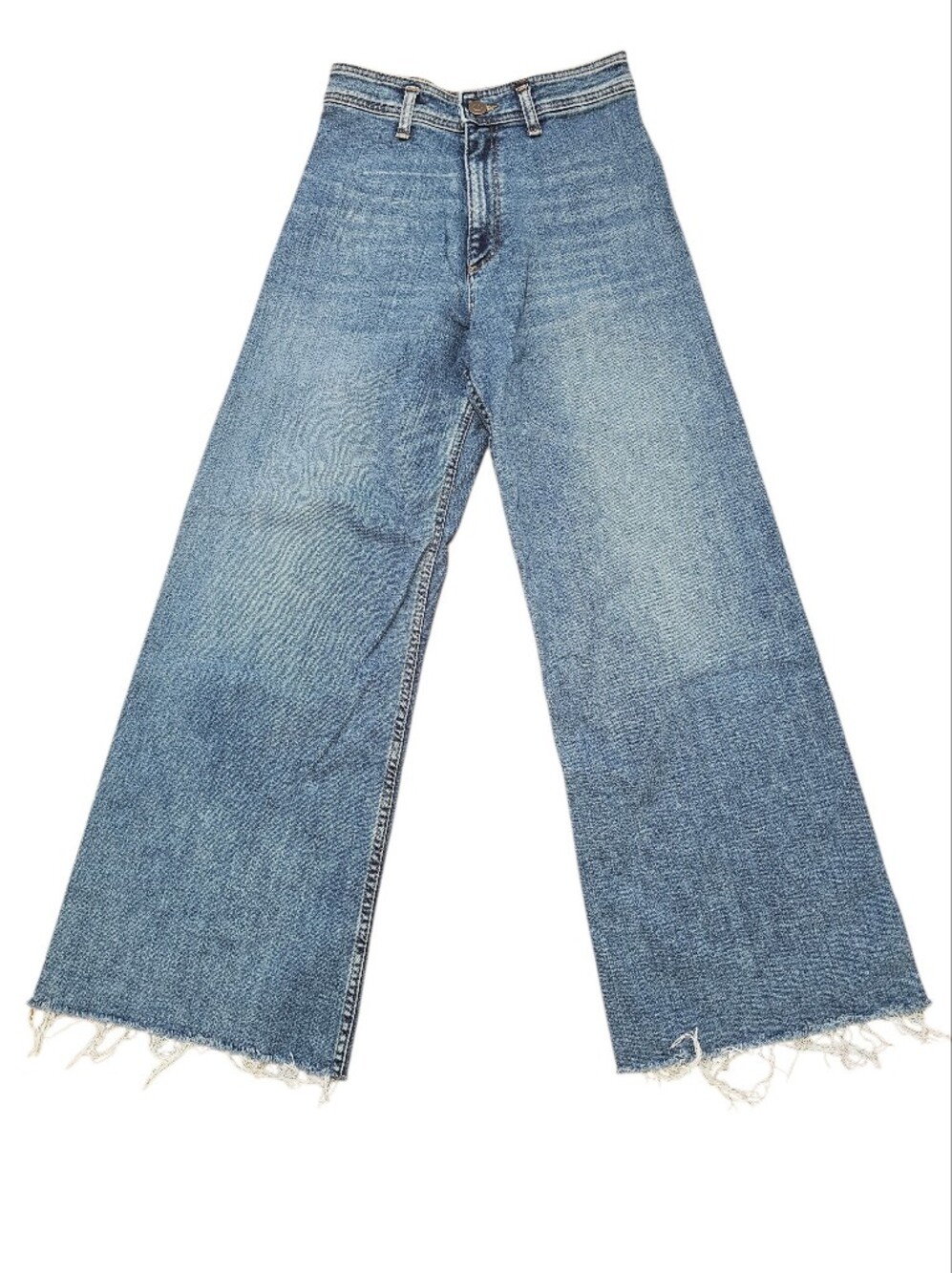 ZARA High-Rise Wide Leg Raw Hem Jeans Size 6